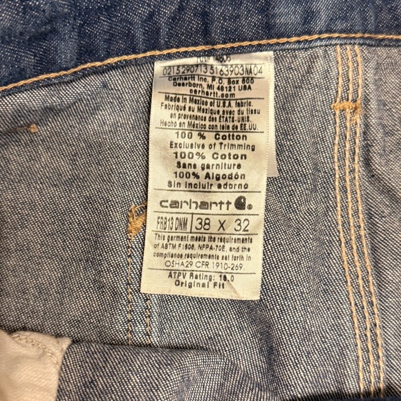 Carhartt FR Flame Resistant Work Pants Mens 38x32 Blue Cotton Carpenter Jeans - Picture 8 of 8